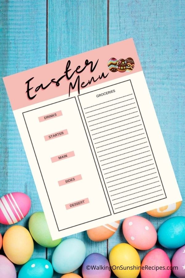 menu shopping list template