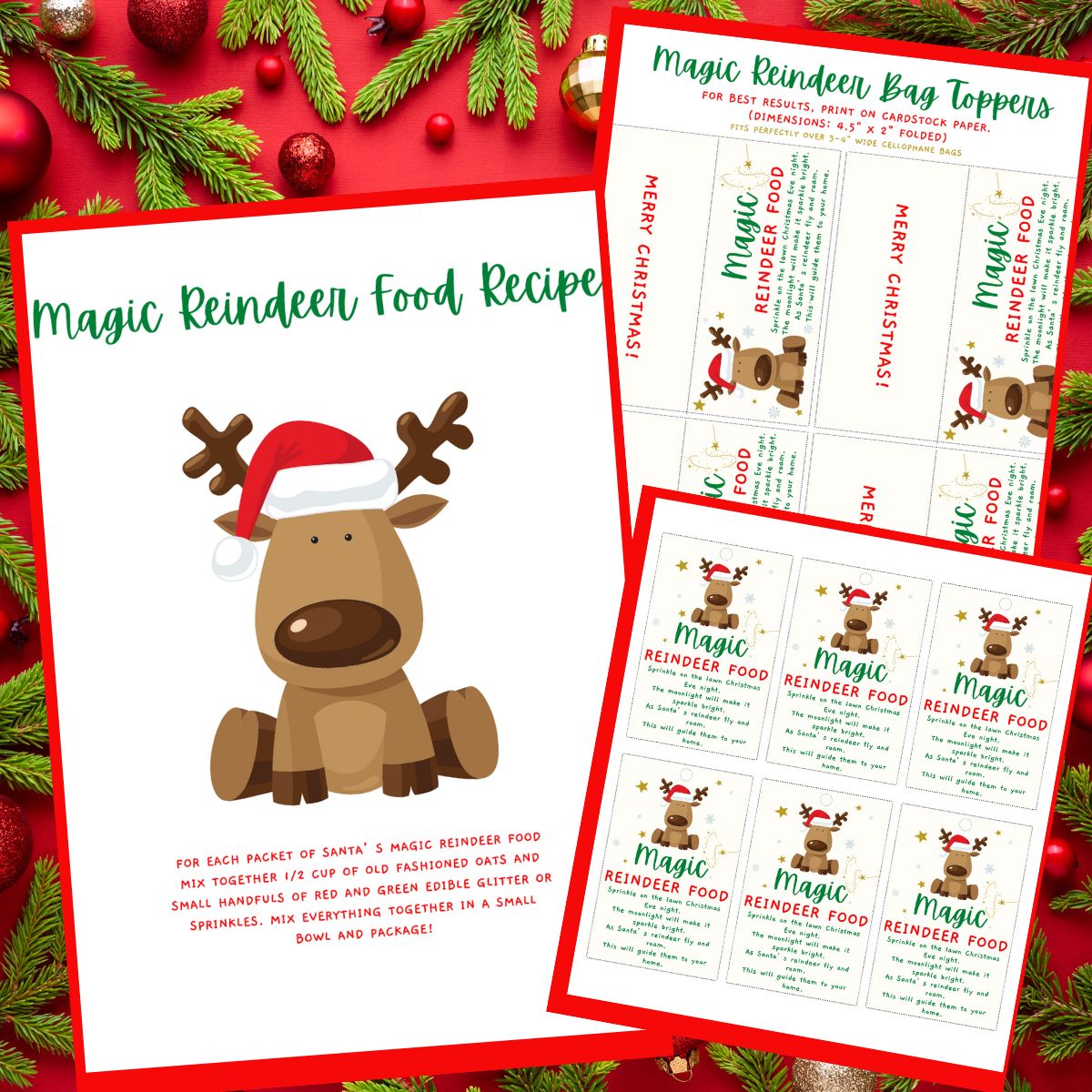 Magic Reindeer Food Tags And Bag Toppers