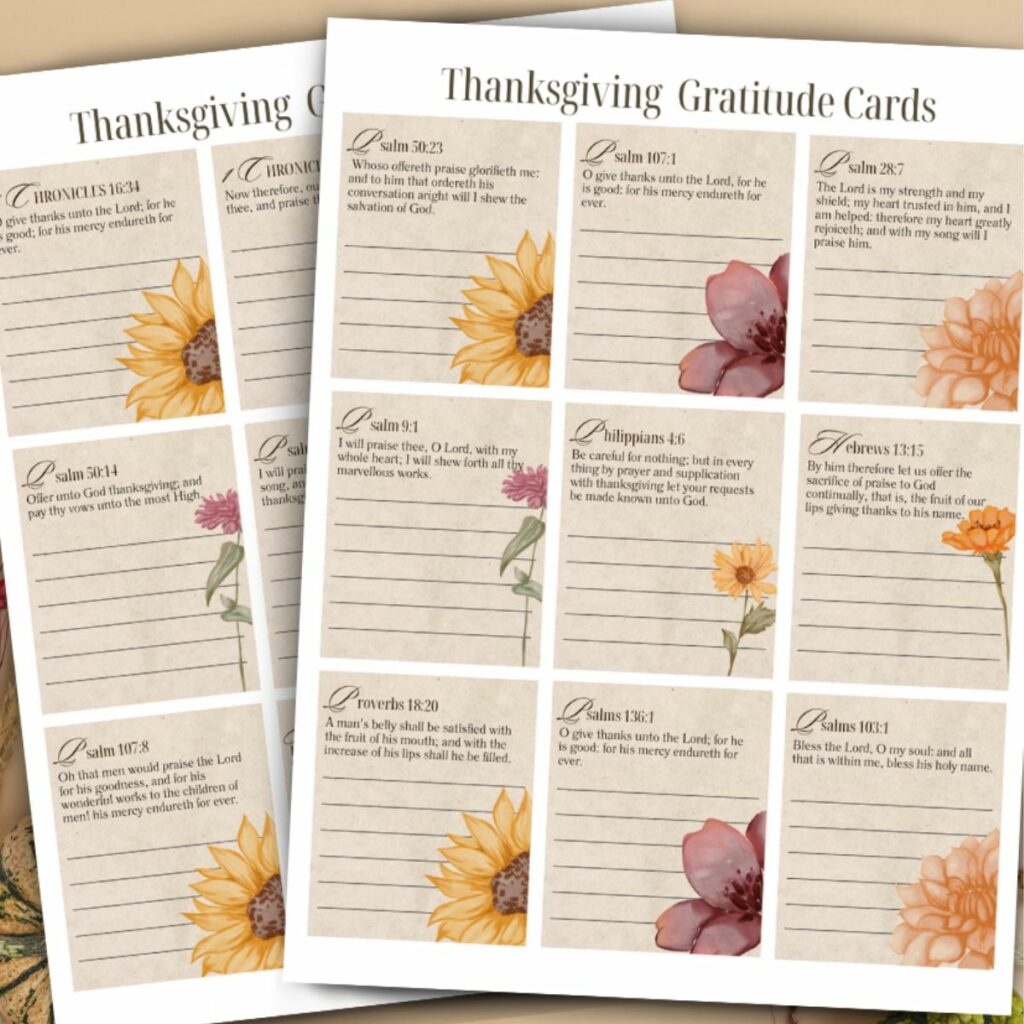 Thanksgiving Scripture Gratitude Cards