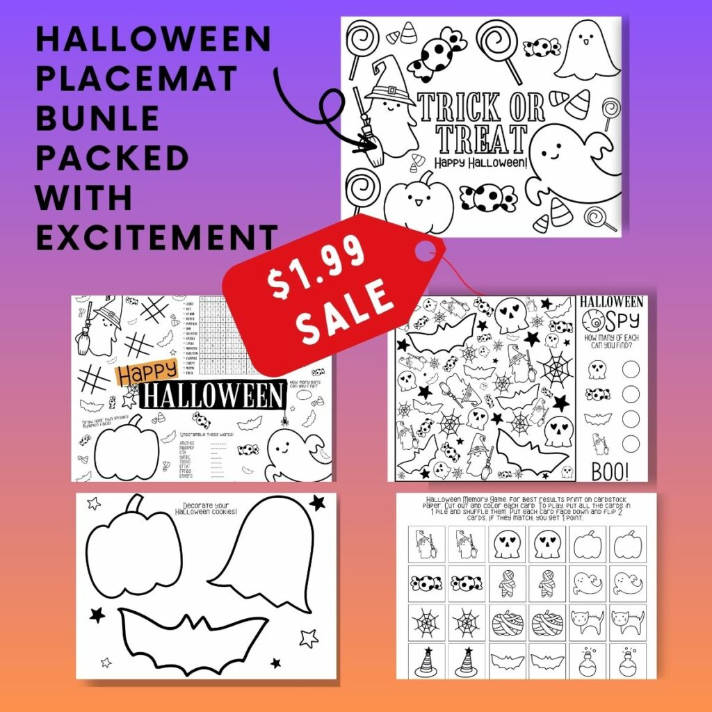 Halloween Placemat Activity BUNDLE