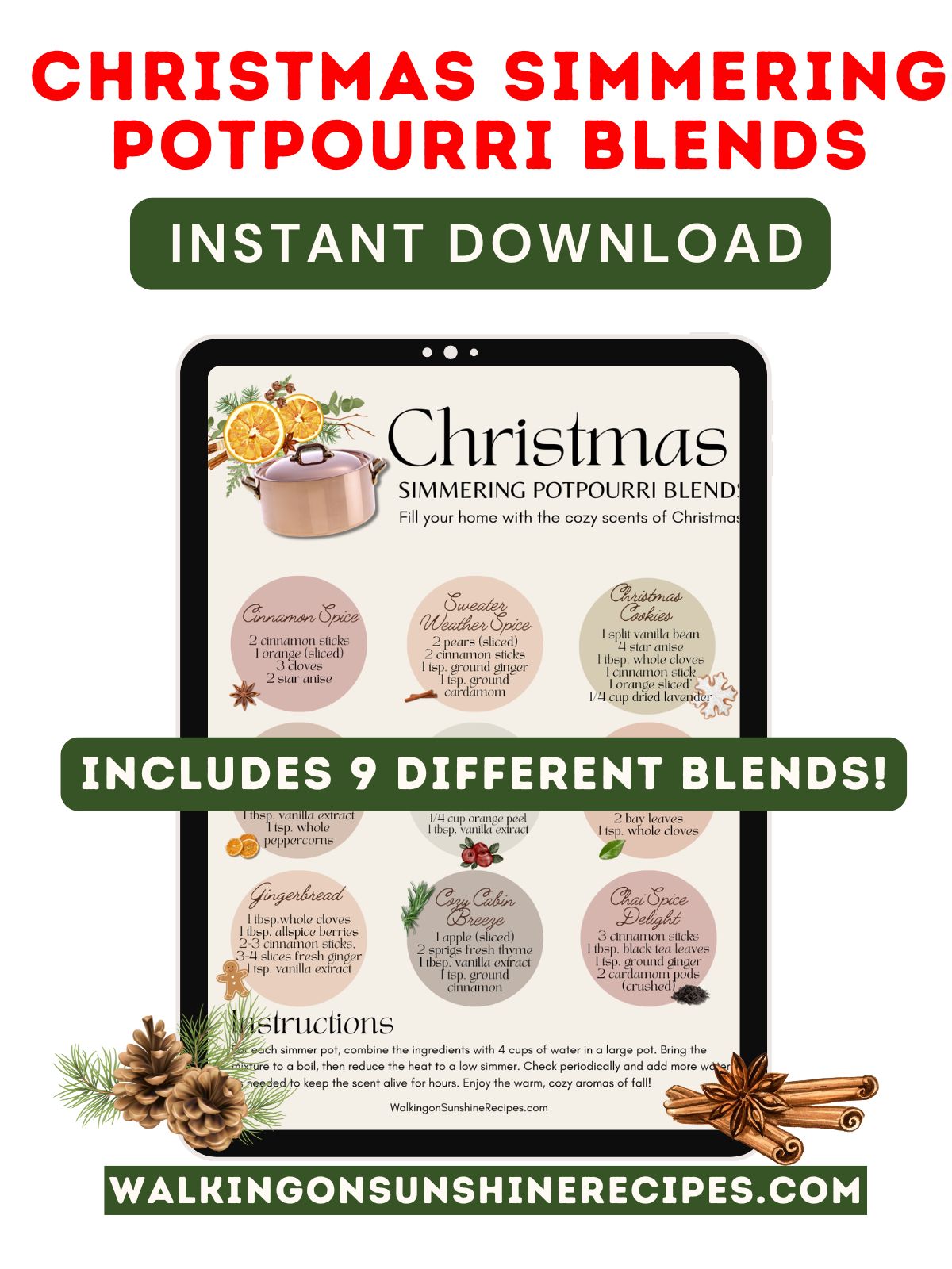 Christmas Simmering Potpourri Blend Printable.