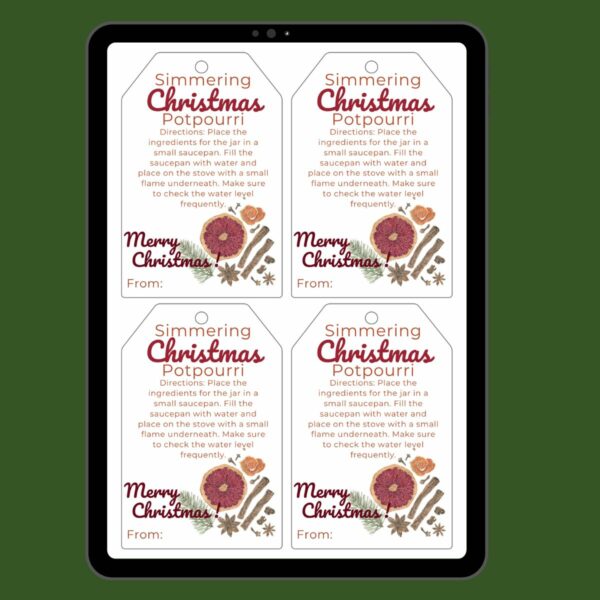 Christmas simmering potpourri gift tags featured photo.