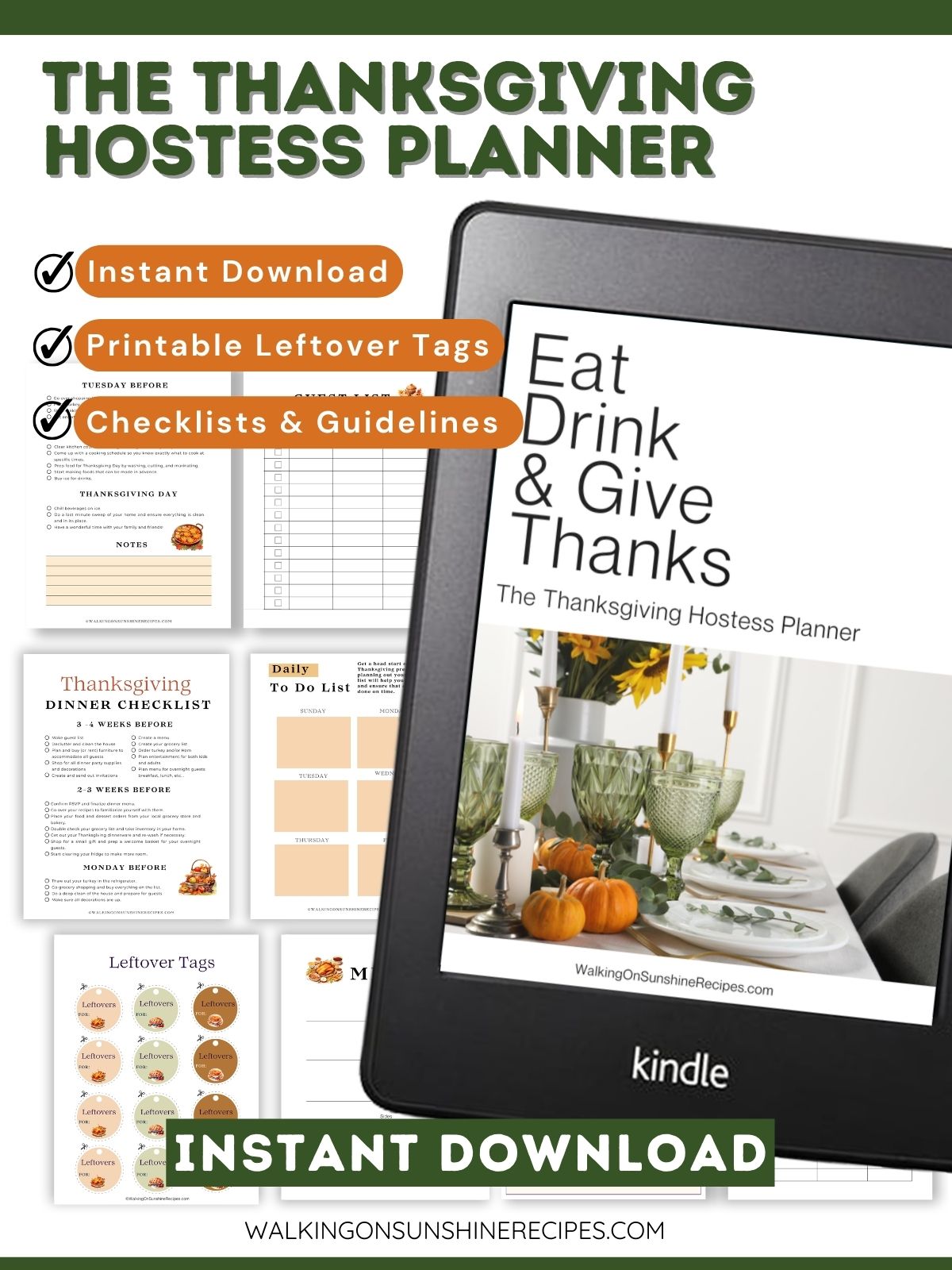 thanksgiving hostess planner with text promo.