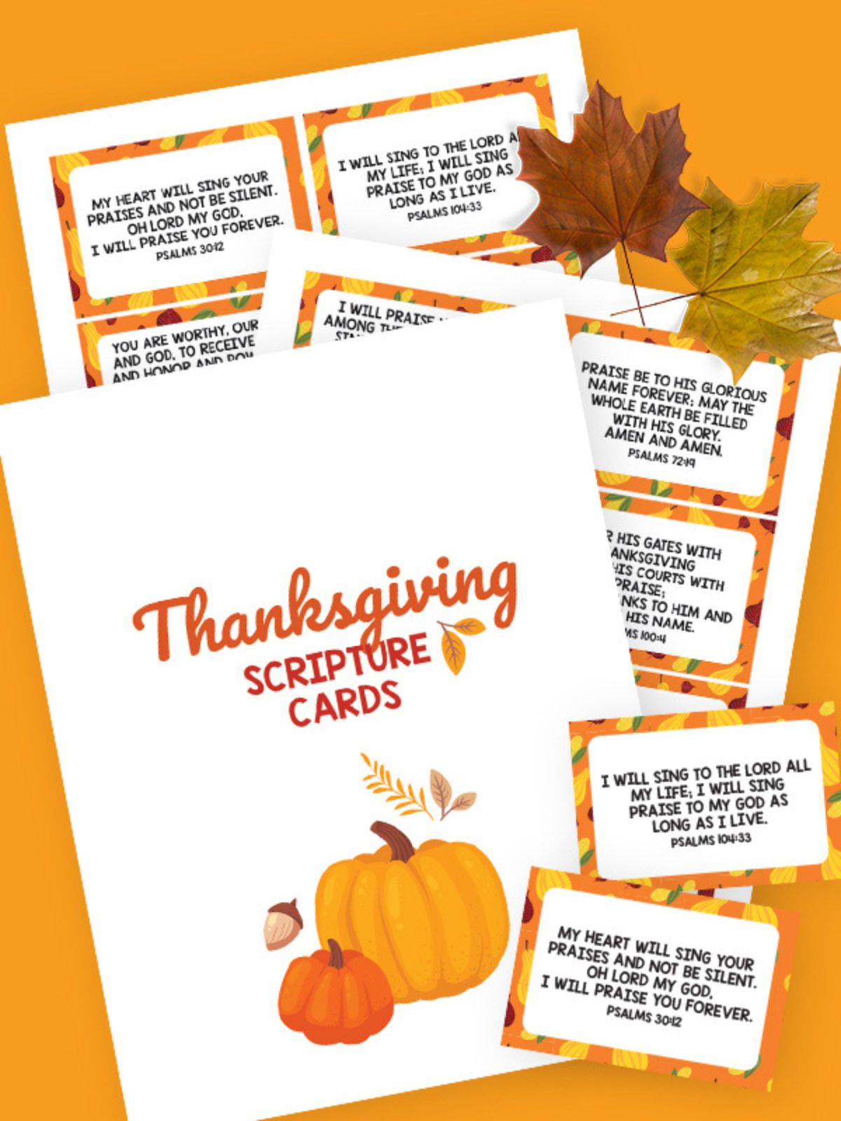 Scripture cards for Thanksgiving printable product.