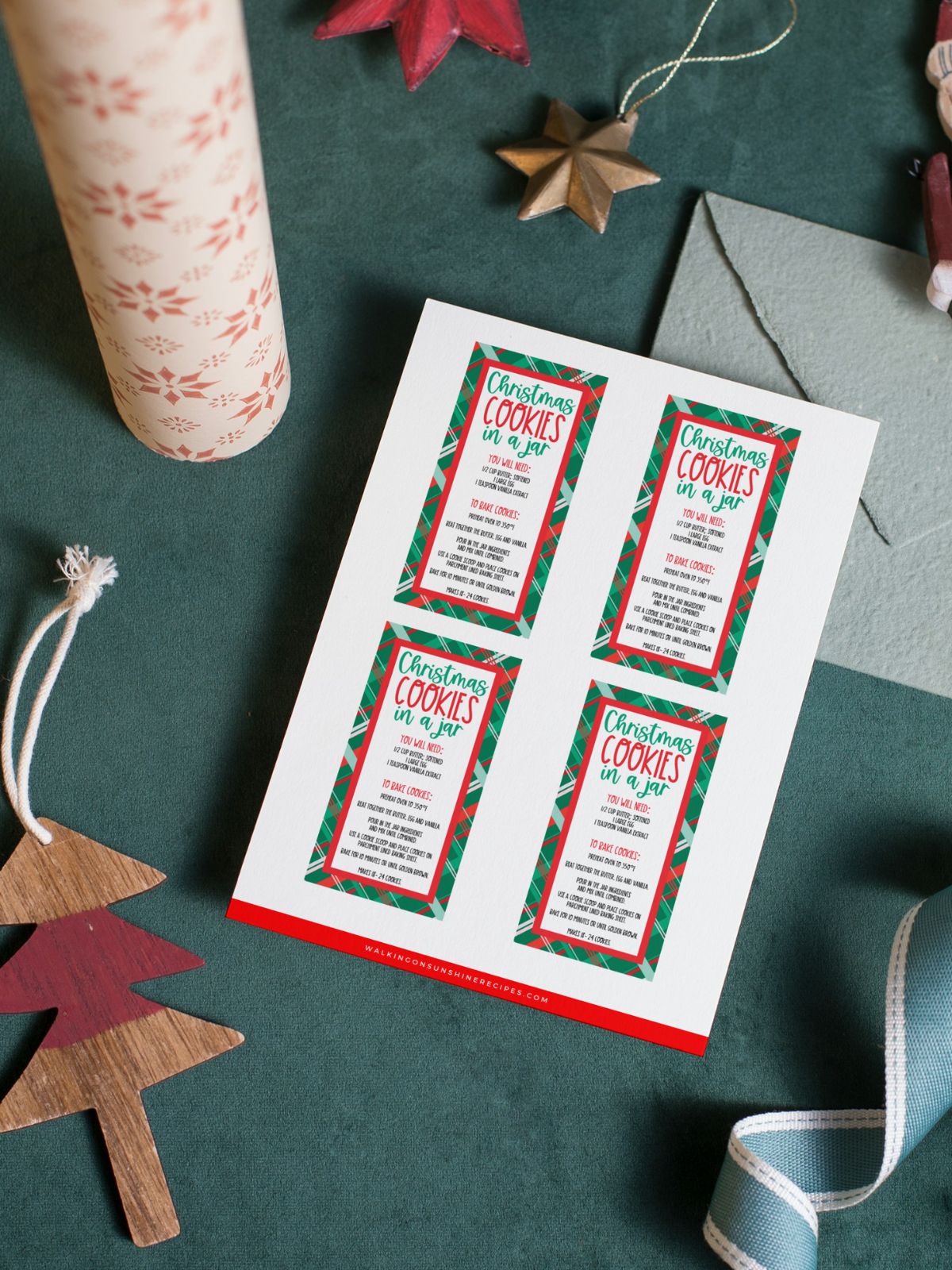 Christmas cookies in a jar gift tags.