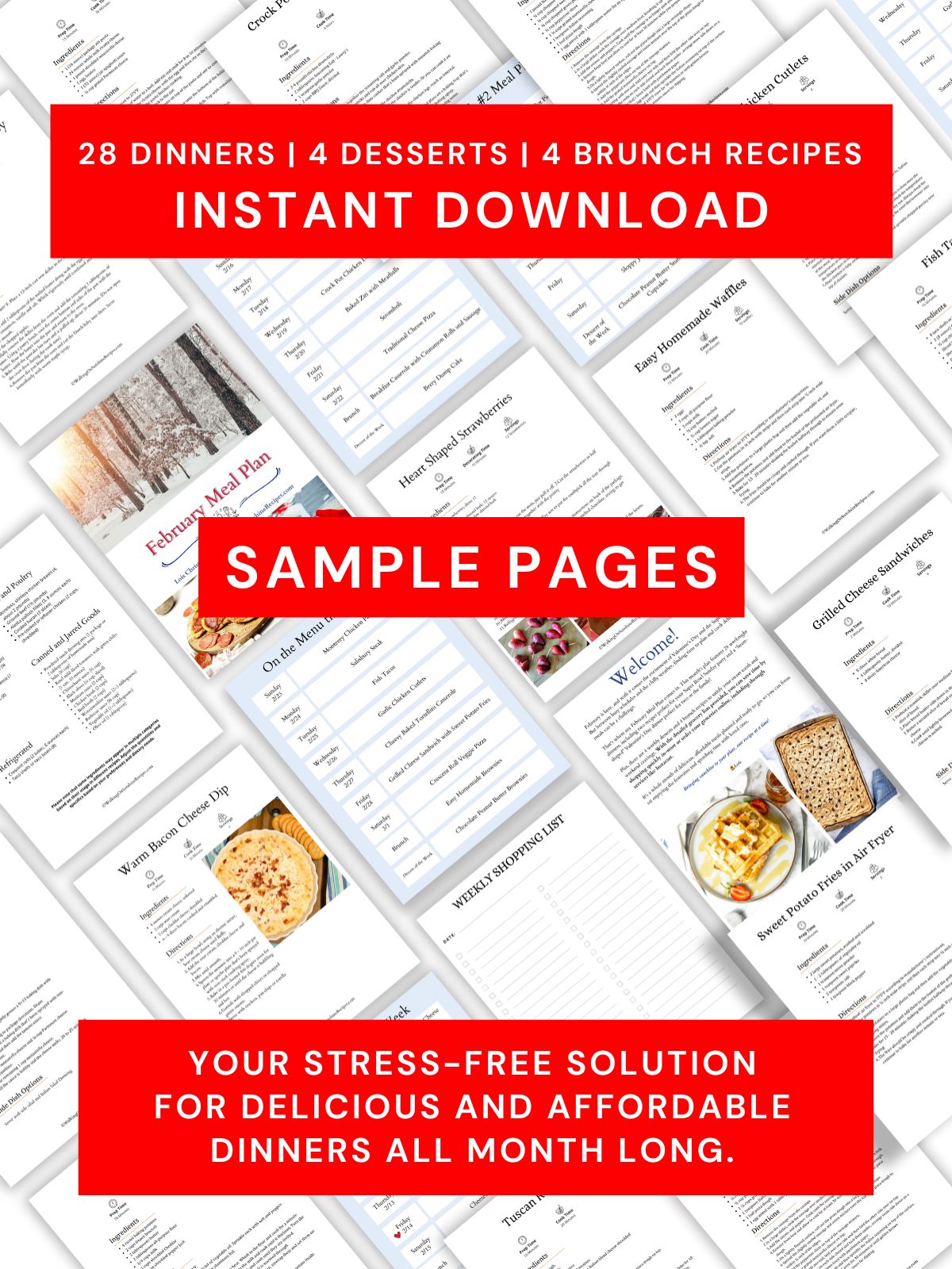 individual pages for February meal plan.