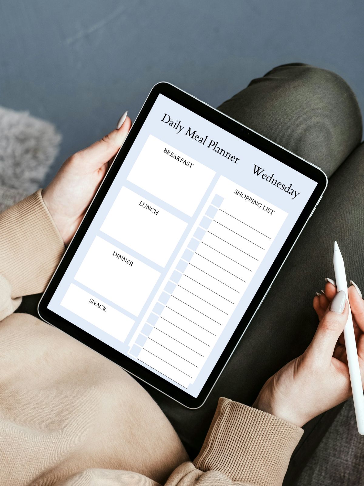 meal planner in tablet.