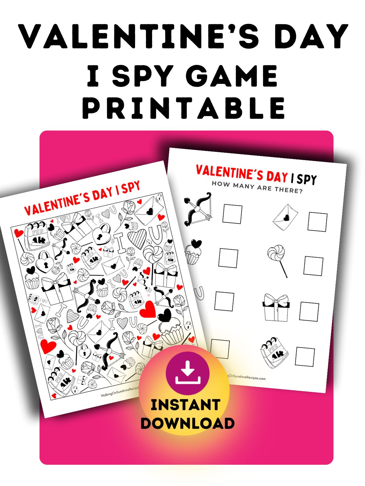 I spy game printable for Valentine's Day.