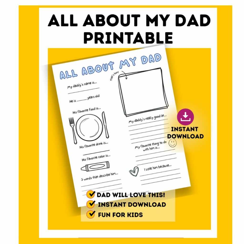 All About My Dad Printable for Father's Day