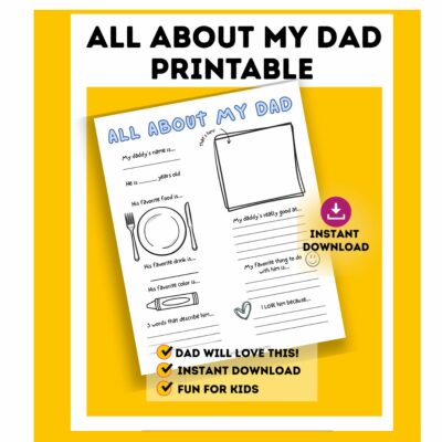 all about dad printable.