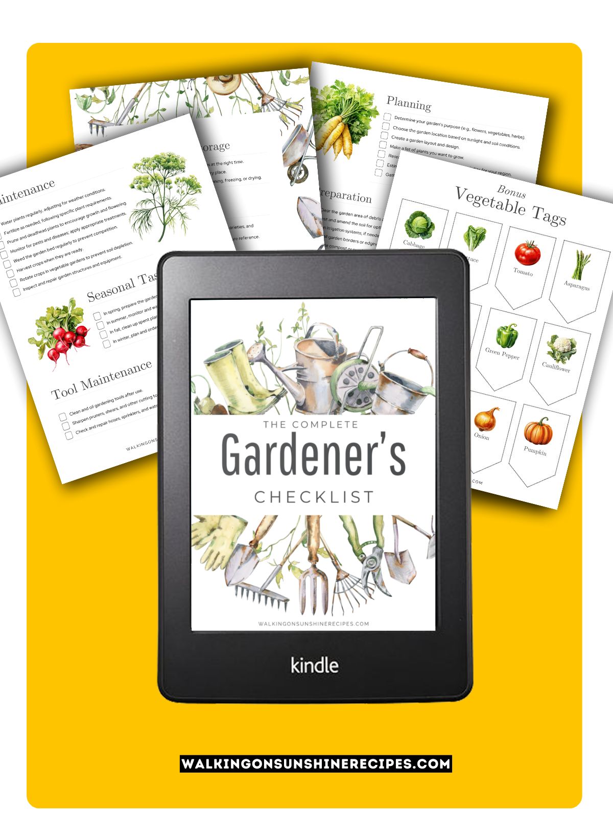 Yellow background gardening planner.