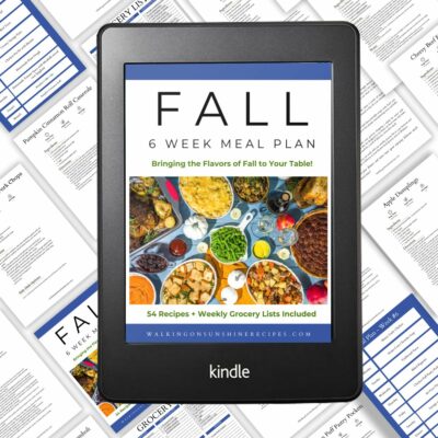 Kindle photo of meal plan.