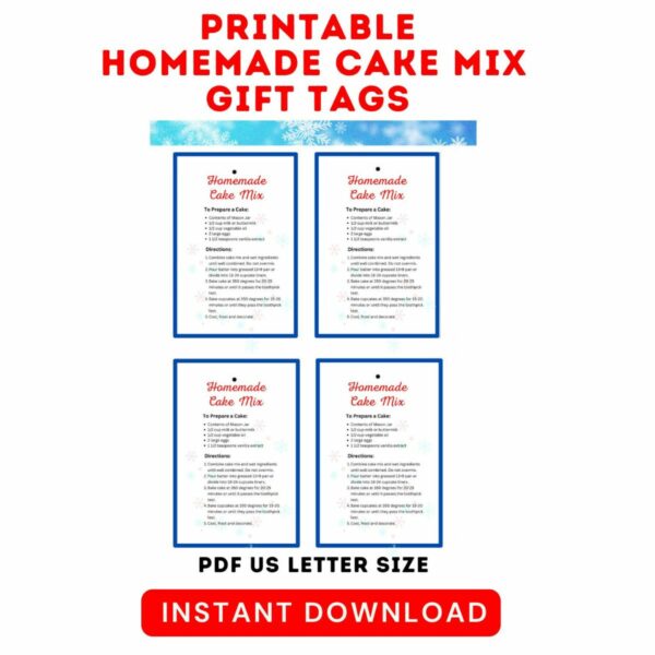 Printable Homemade Cake Mix Gift Tags