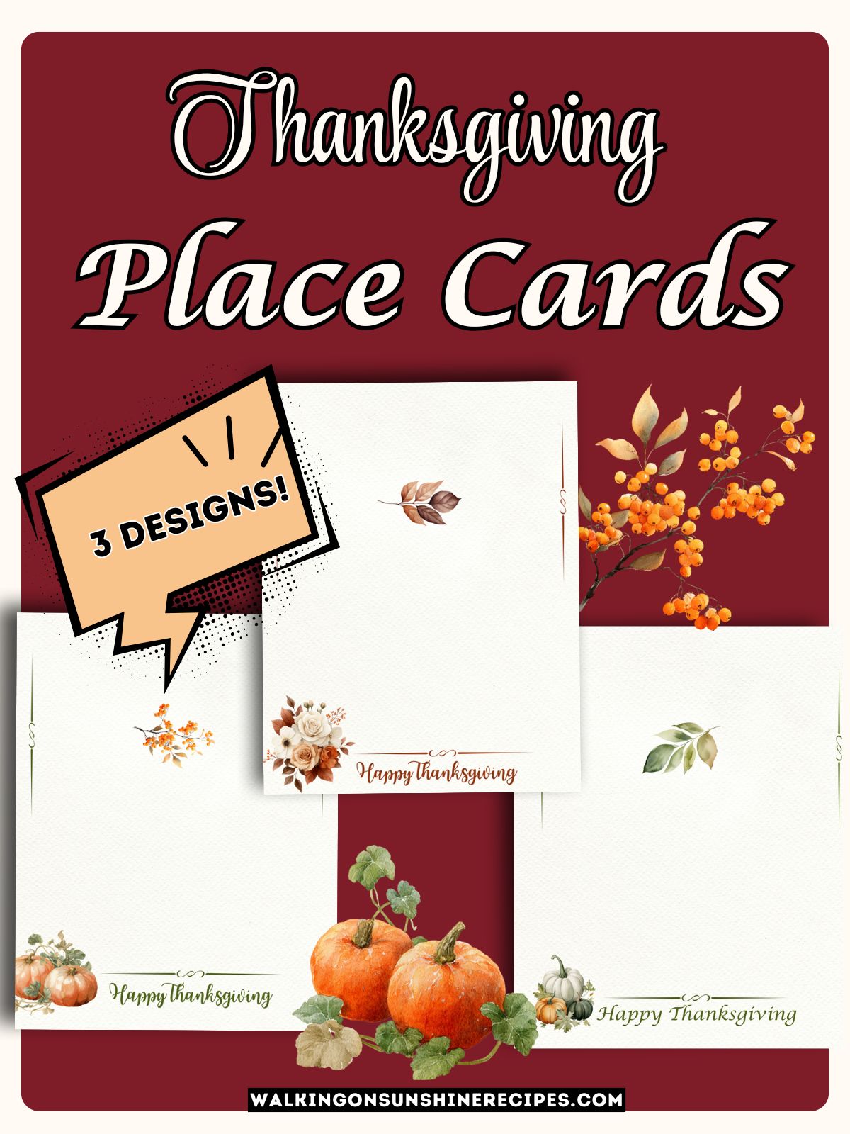 Thanksgiving place cards with text overlay.