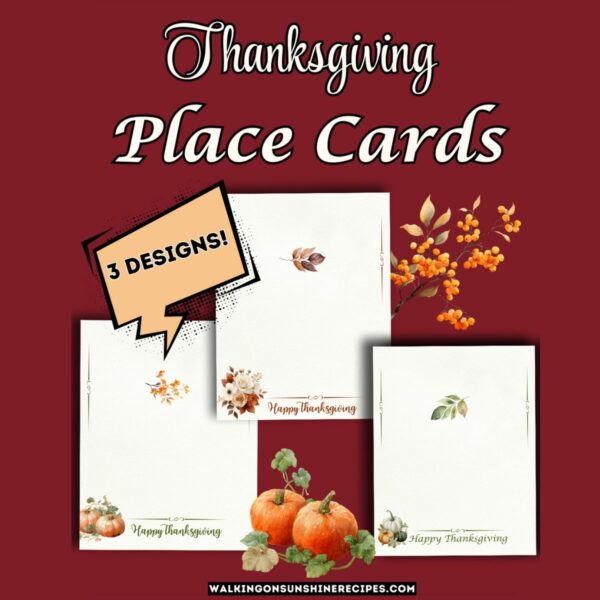 Printable Thanksgiving Pumpkin and Floral Place Cards