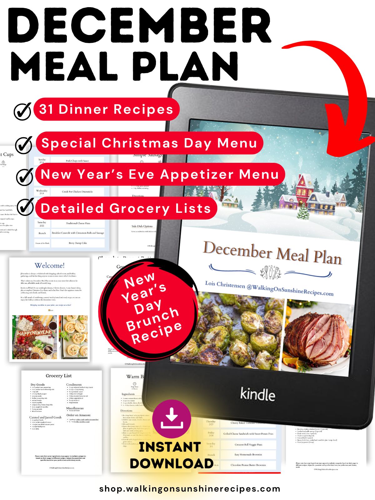 Kindle photo for December meal plan.