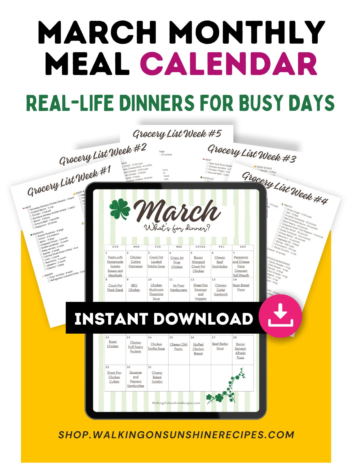 march meal calendar promo photo.